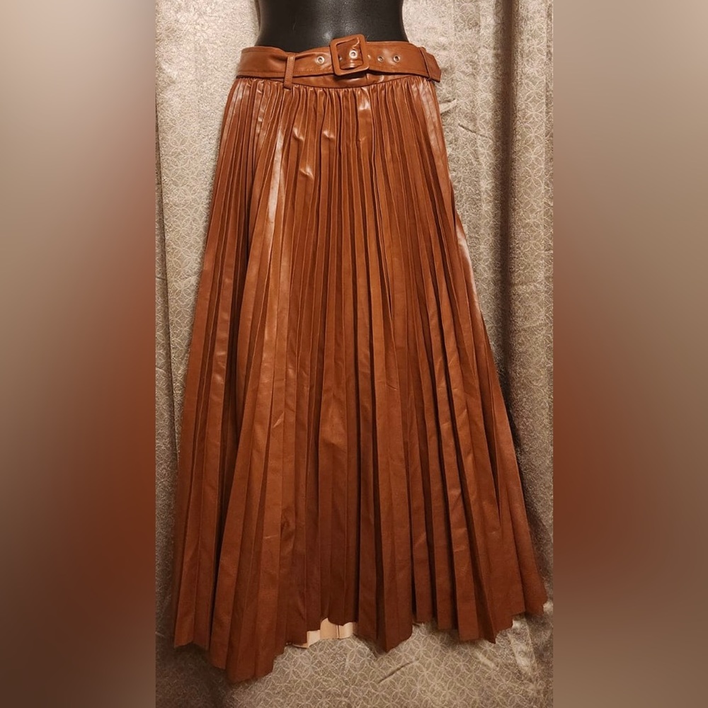 Brown leather skirt